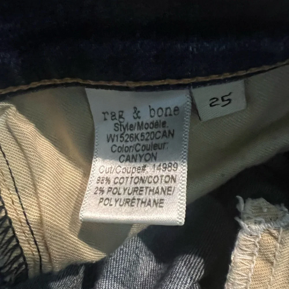 Rag & Bone Blue Distressed Skinny Jeans Size 25
